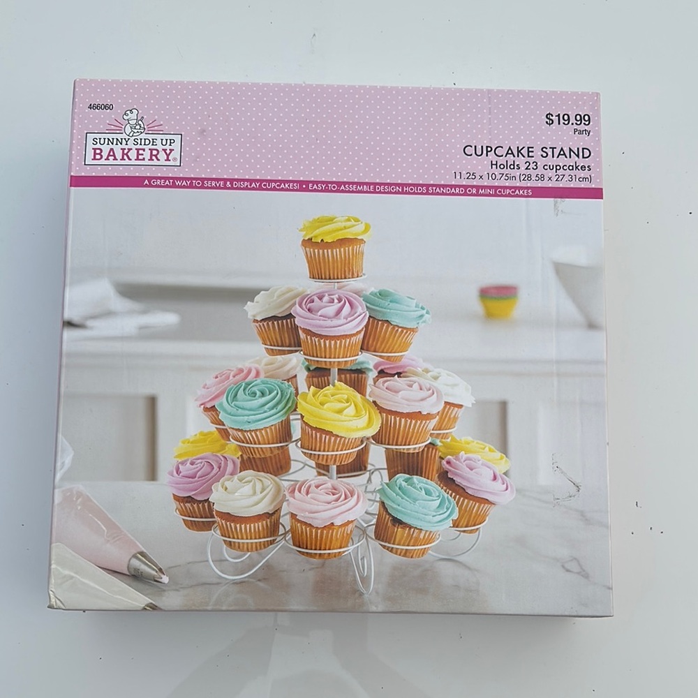 Cupcake Stand - Holds 23 Cupcakes - Pink, Yellow, Blue